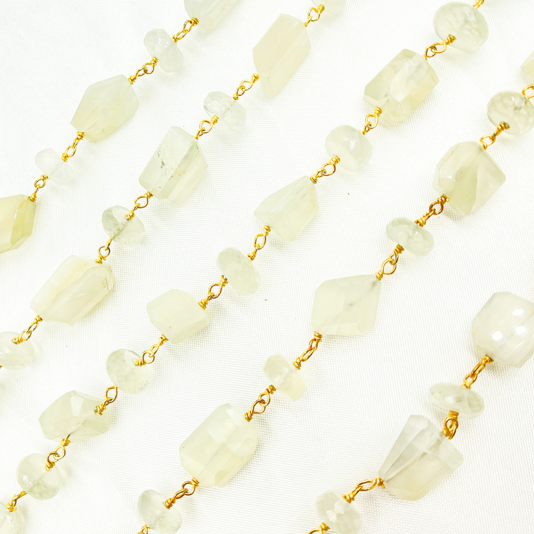 Siloni MIx Shapes Moonstone Gold Plated Wire Chain. MS49