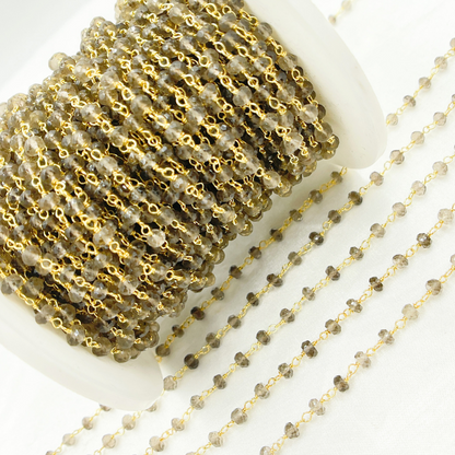 Smoky Quartz Gold Plated Wire Chain.