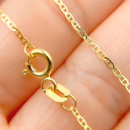 14K Solid Gold Flat Marina Necklace