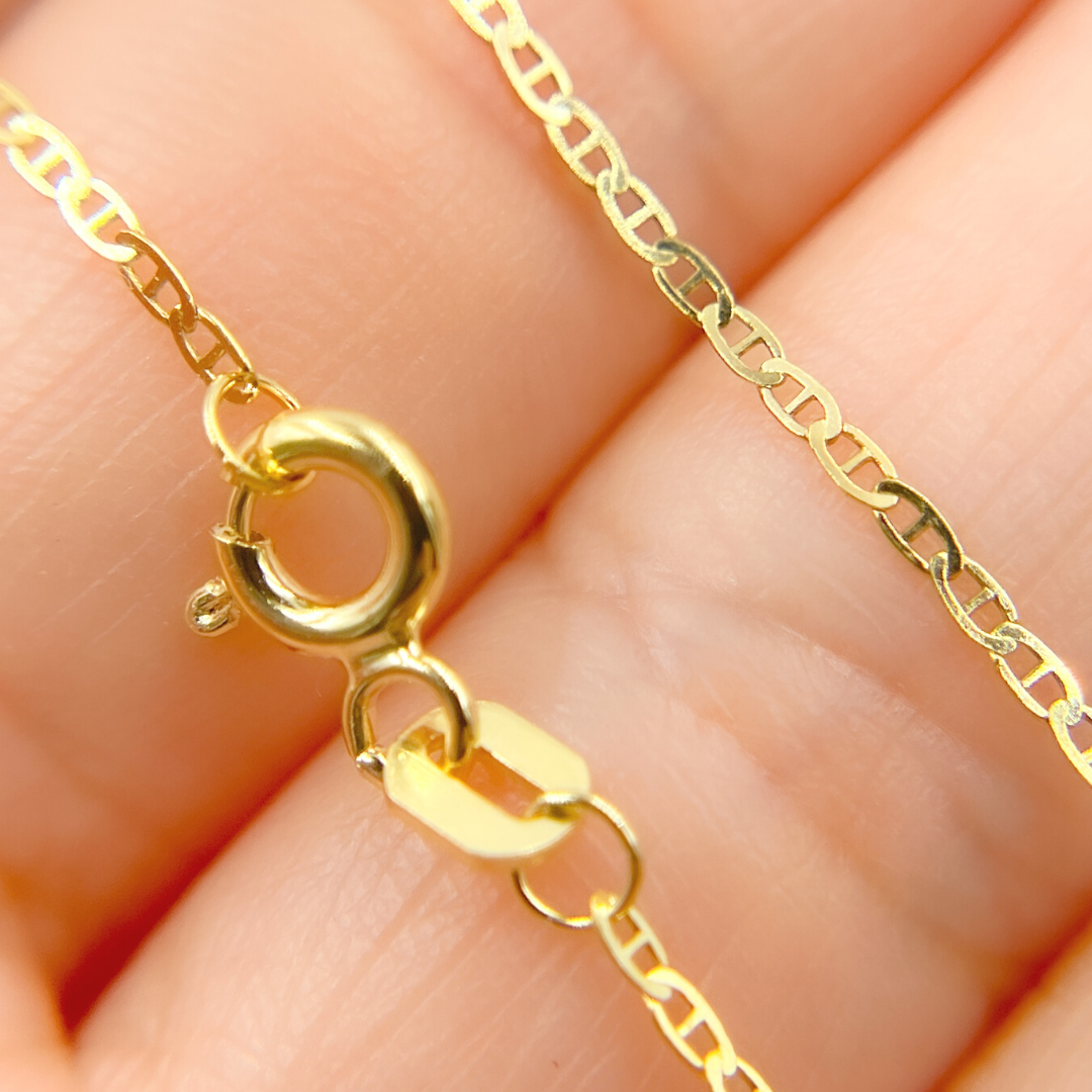 14K Solid Gold Flat Marina Necklace