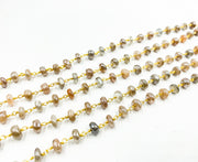 Golden Moonstone Wire Wrap Chain made with 18K Gold Plate 925 Sterling Silver