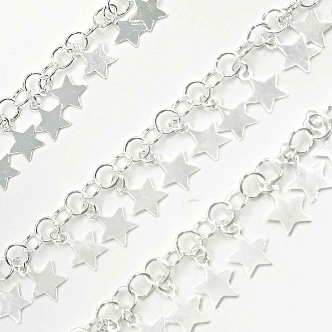 925 Sterling Silver Dangle 5mm Star Chain