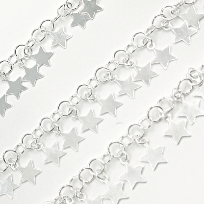 925 Sterling Silver Dangle 5mm Star Chain