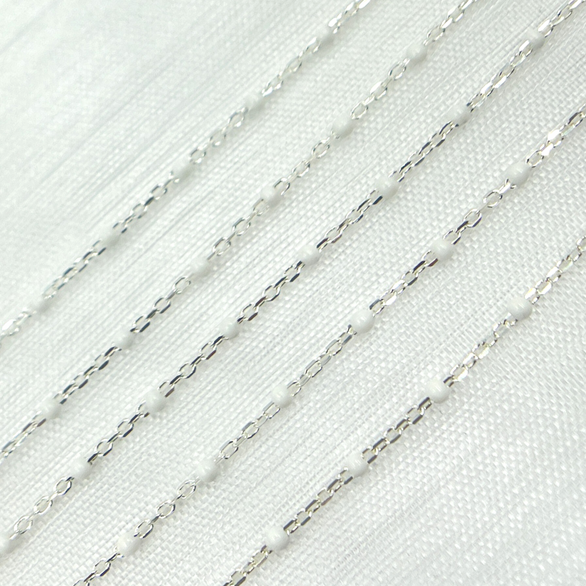 Sterling Silver White Color Enamel Chain