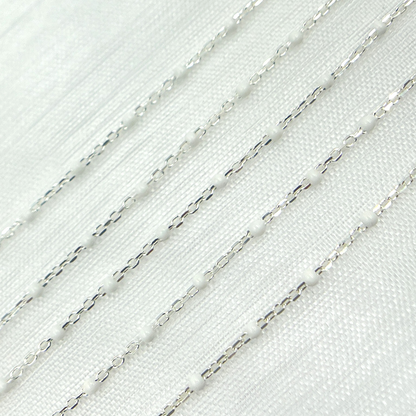 Sterling Silver White Color Enamel Chain