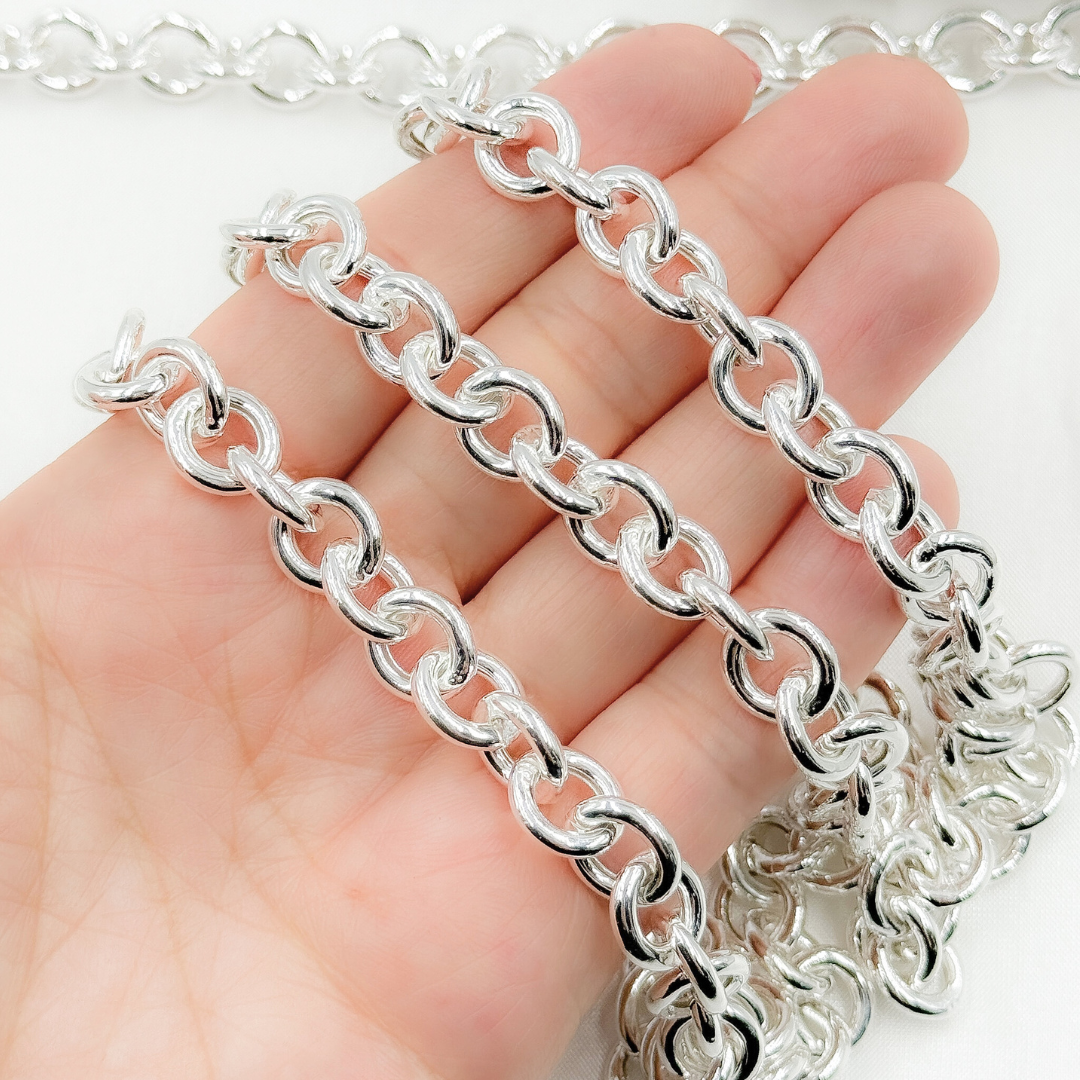 925 Sterling Silver Smooth Oval Hollow Cable Chain.  V215SS