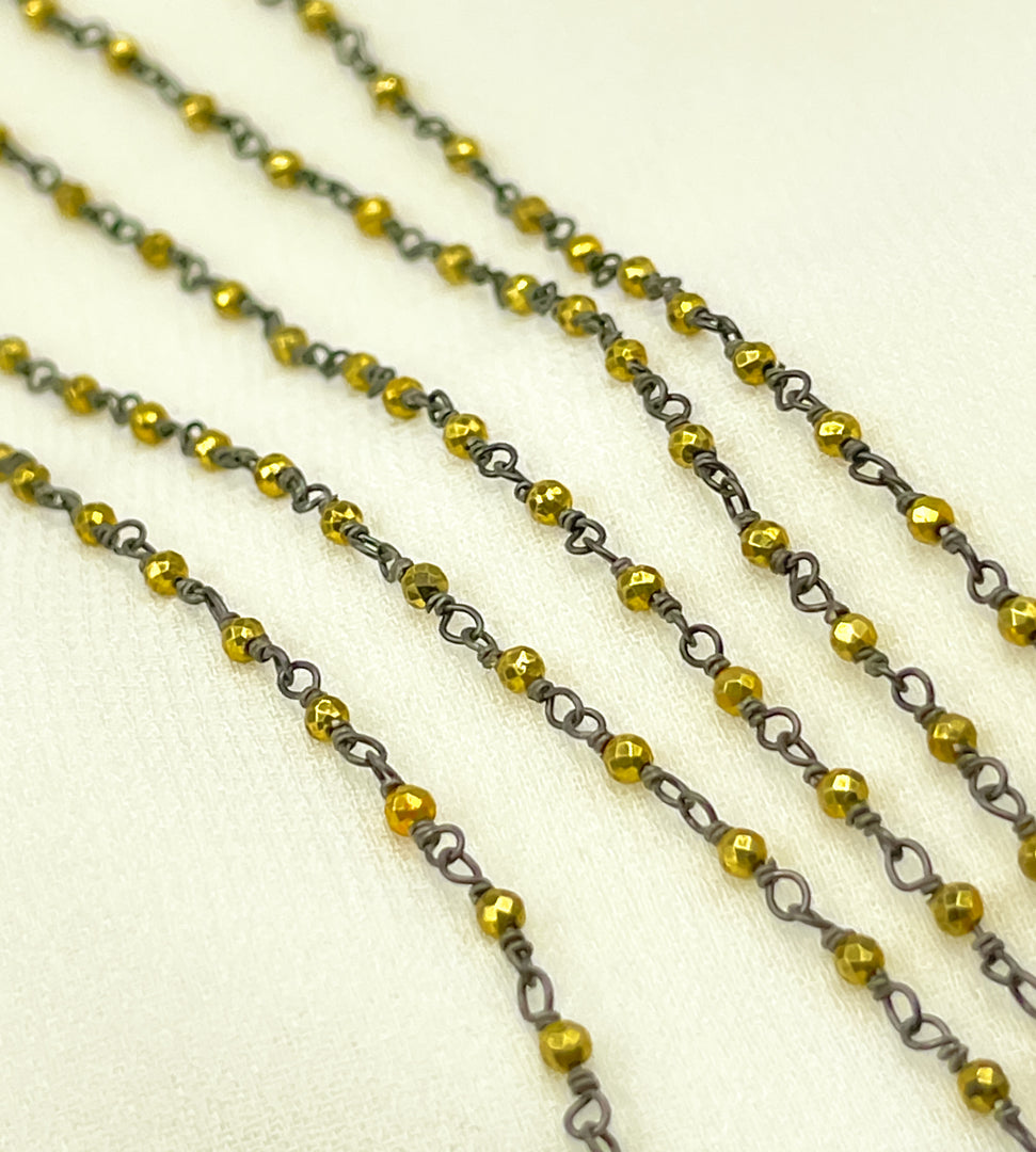 Gold Pyrite Wire Wrap Chain. PYR14