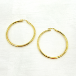Load image into Gallery viewer, 14K Solid Gold Hollow Smooth Hoop