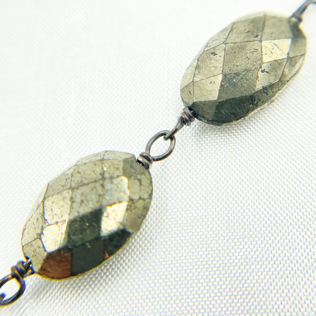 Pyrite Oval Shape Oxidized Wire Chain.