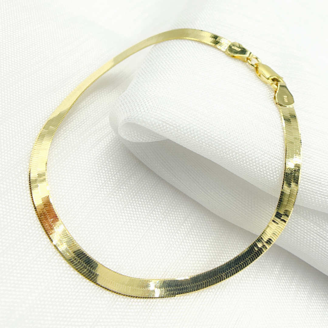 14K Solid Gold Dainty Herringbone Bracelet. 040G2CPY42001_BRACELET