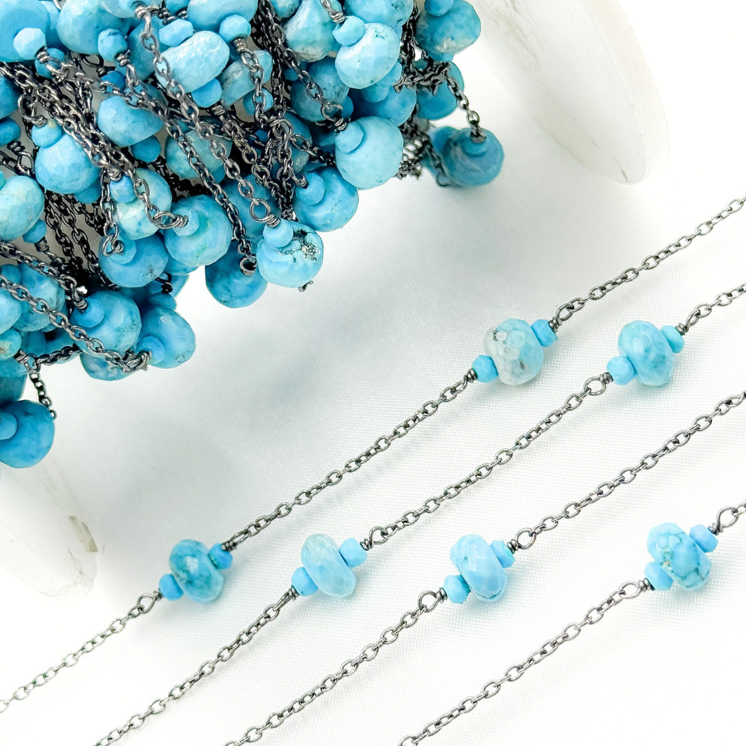 Turquoise Oxidized Connected Wire Chain.