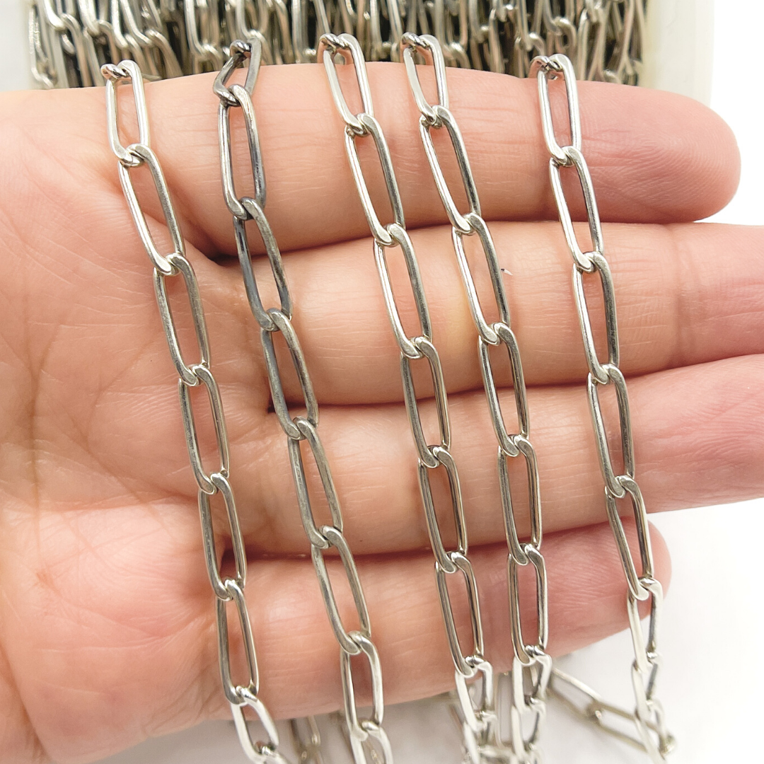 Oxidized 925 Sterling Silver Curb Paper Clip Chain. 299OX