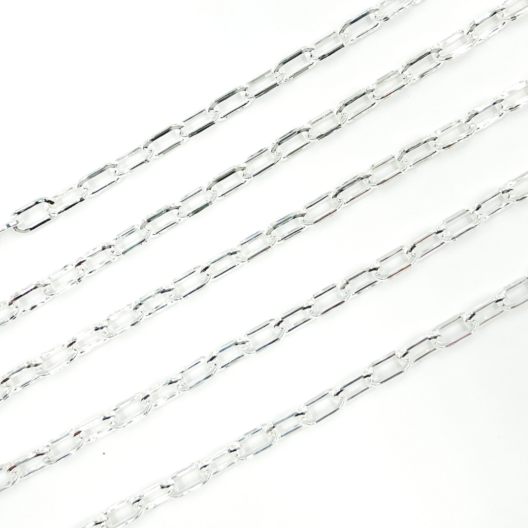 925 Sterling Silver Round Paper Clip Chain. V137SS