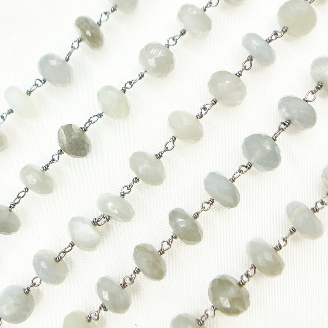 Grey Moonstone Oxidized Wire Chain