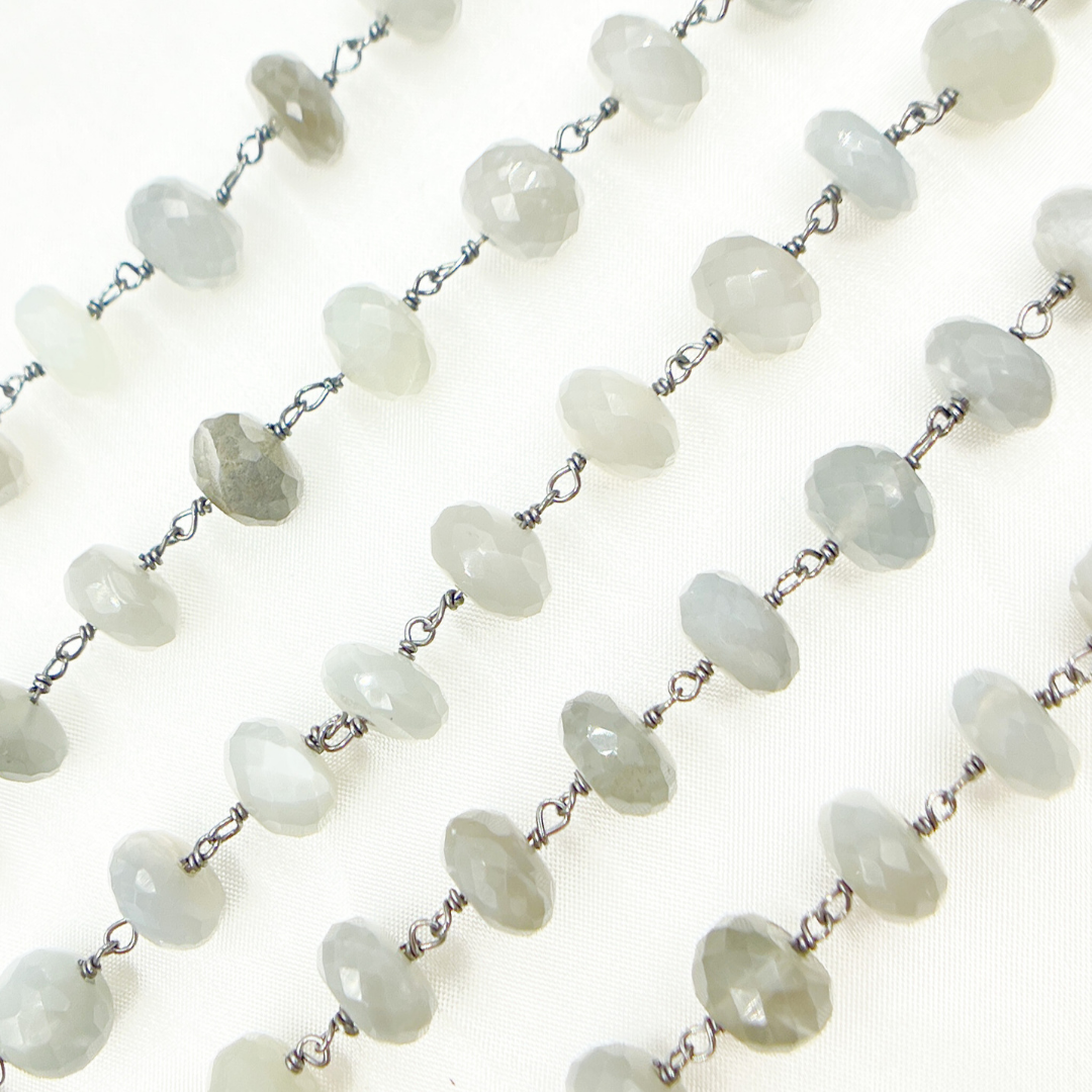 Grey Moonstone Oxidized Wire Chain. GMS2