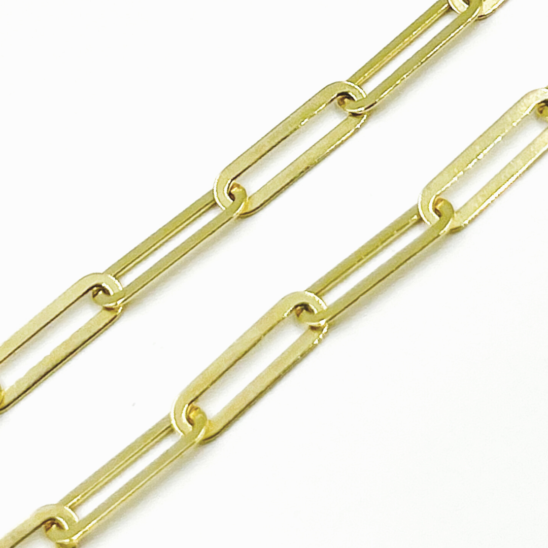 14K19. 14K Solid Gold Flat Paperclip Chain