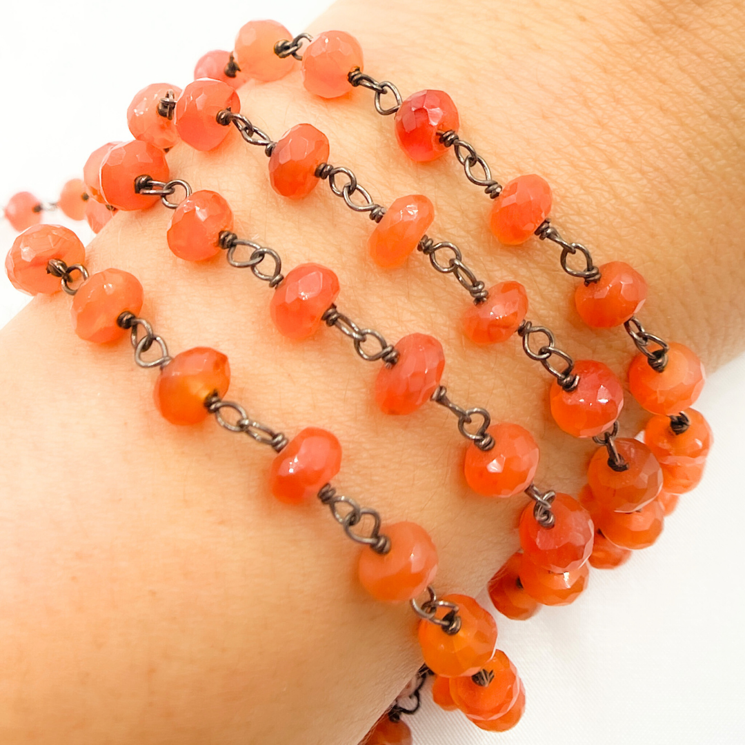 Carnelian Oxidized Stone Wire Chain