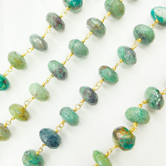 Chrysocolla Gold Plated Wire Chain