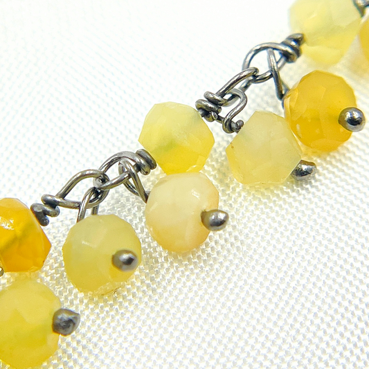 Yellow Opal Cluster Dangle Oxidized Wire Chain