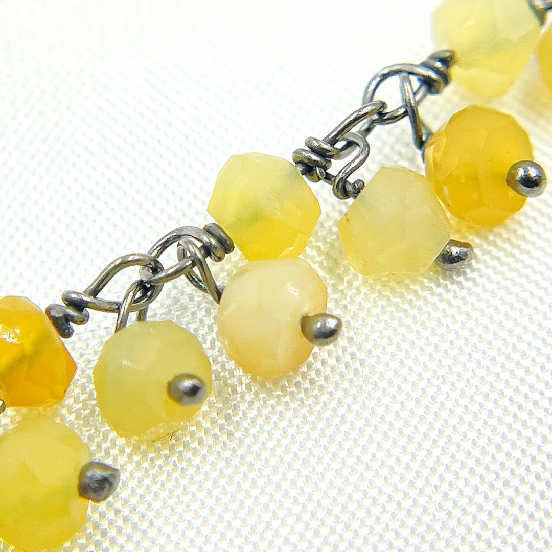 OPA15. Yellow Opal Cluster Dangle Oxidized Wire Chain