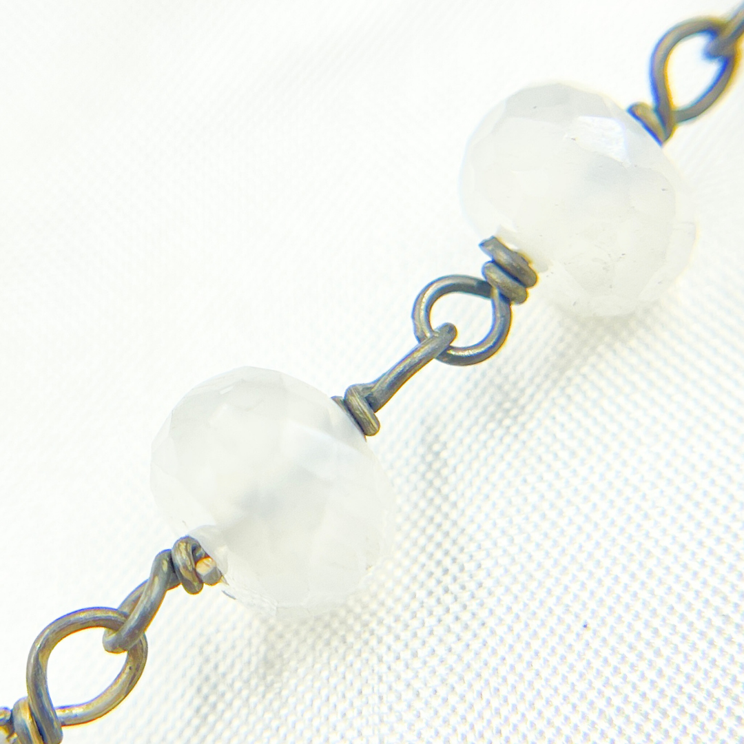 Coated Natural Chalcedony Oxidized Wire Chain