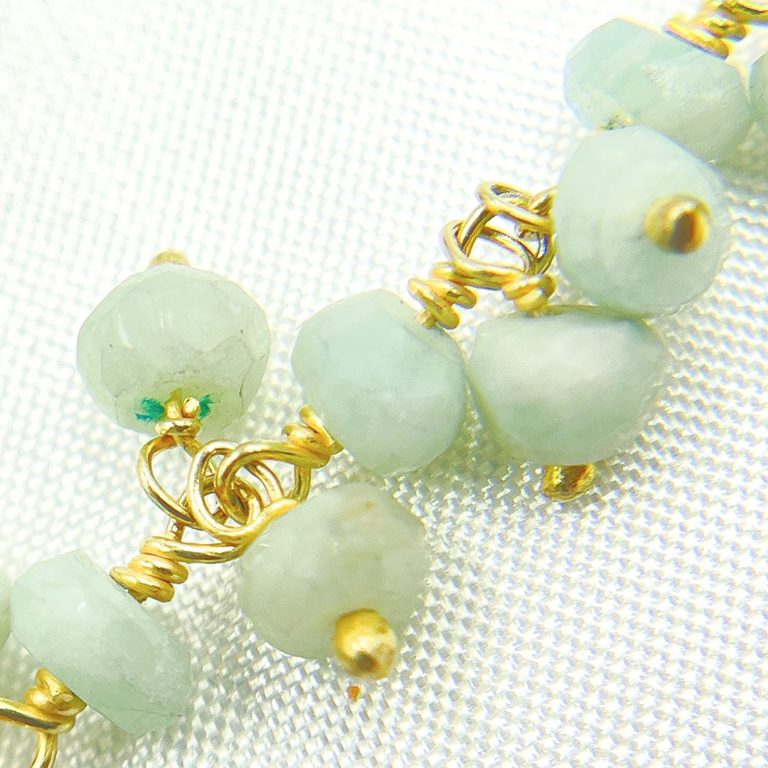 Amazonite Cluster Dangle Gold Plated Wire Chain. AMZ23