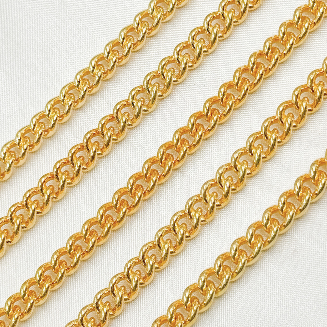 Gold Plated 925 Sterling Silver Curb Chain. 6007CHRGP