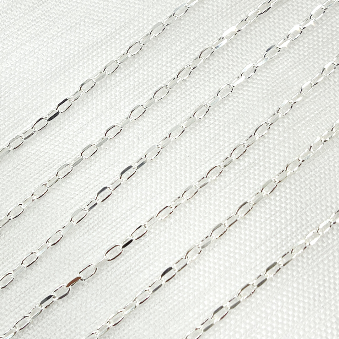 925 Sterling Silver Diamond Cut Paperclip Link Chain.
