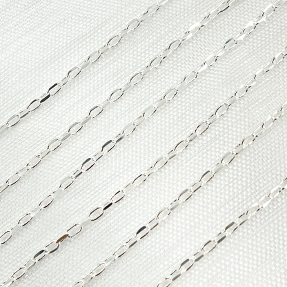 925 Sterling Silver Diamond Cut Paperclip Link Chain.
