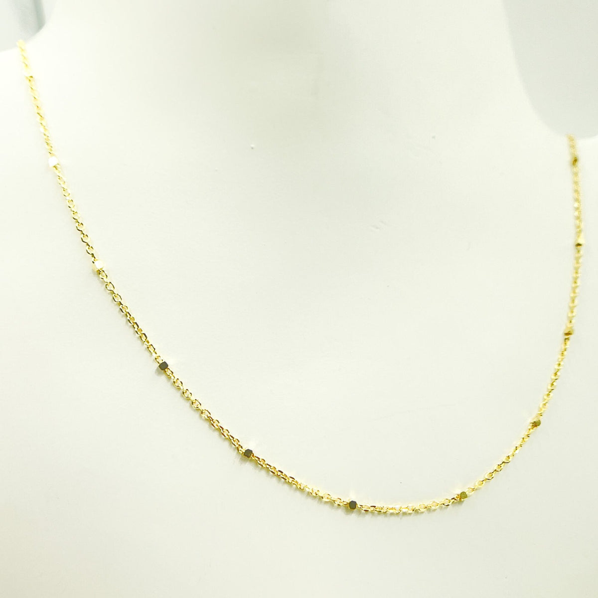 14K Solid Yellow Gold Cubes Satellite Chain