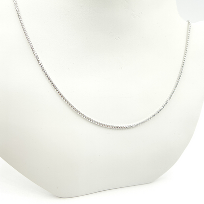 14K Solid White Gold Wheat Chain