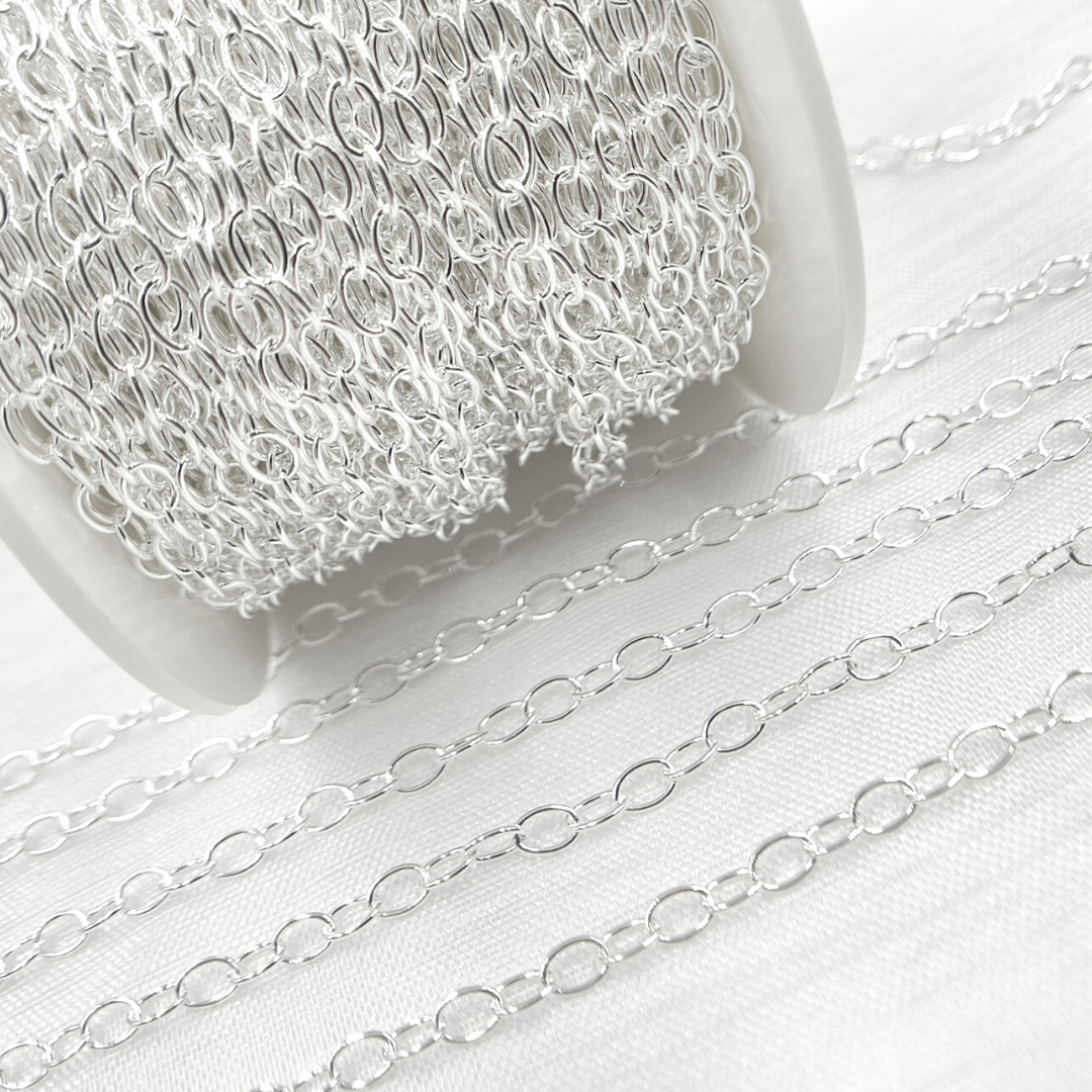 V192SS. Sterling Silver Smooth Oval Link Chain