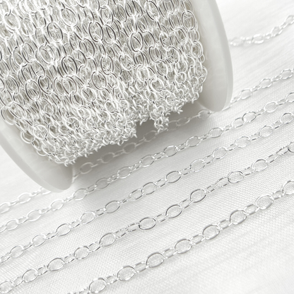 V192SS. Sterling Silver Smooth Oval Link Chain