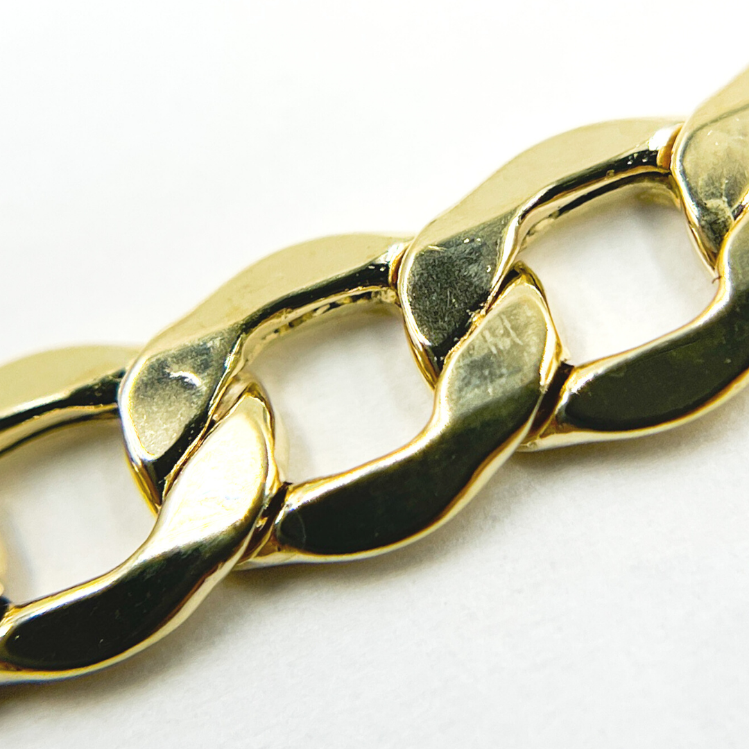 14K Solid Gold Flat Curb Necklace. 030GLB