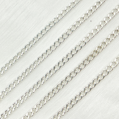 925 Sterling Silver Curb Round Link Chain