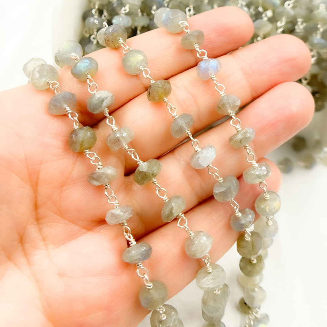 Labradorite 925 Sterling Silver Wire Chain