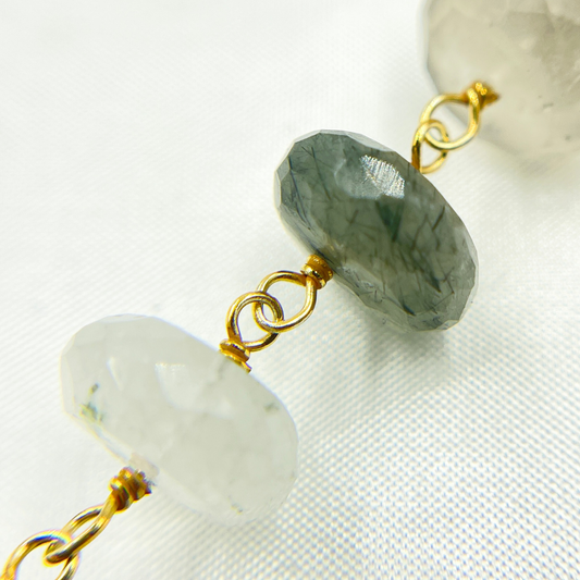 Green Rutile Gold Plated Wire Chain.