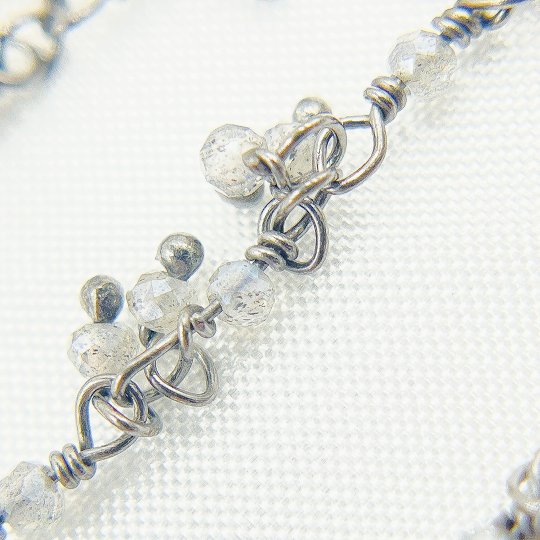 Coated Grey Moonstone Cluster Dangle Oxidized Wire Chain.
