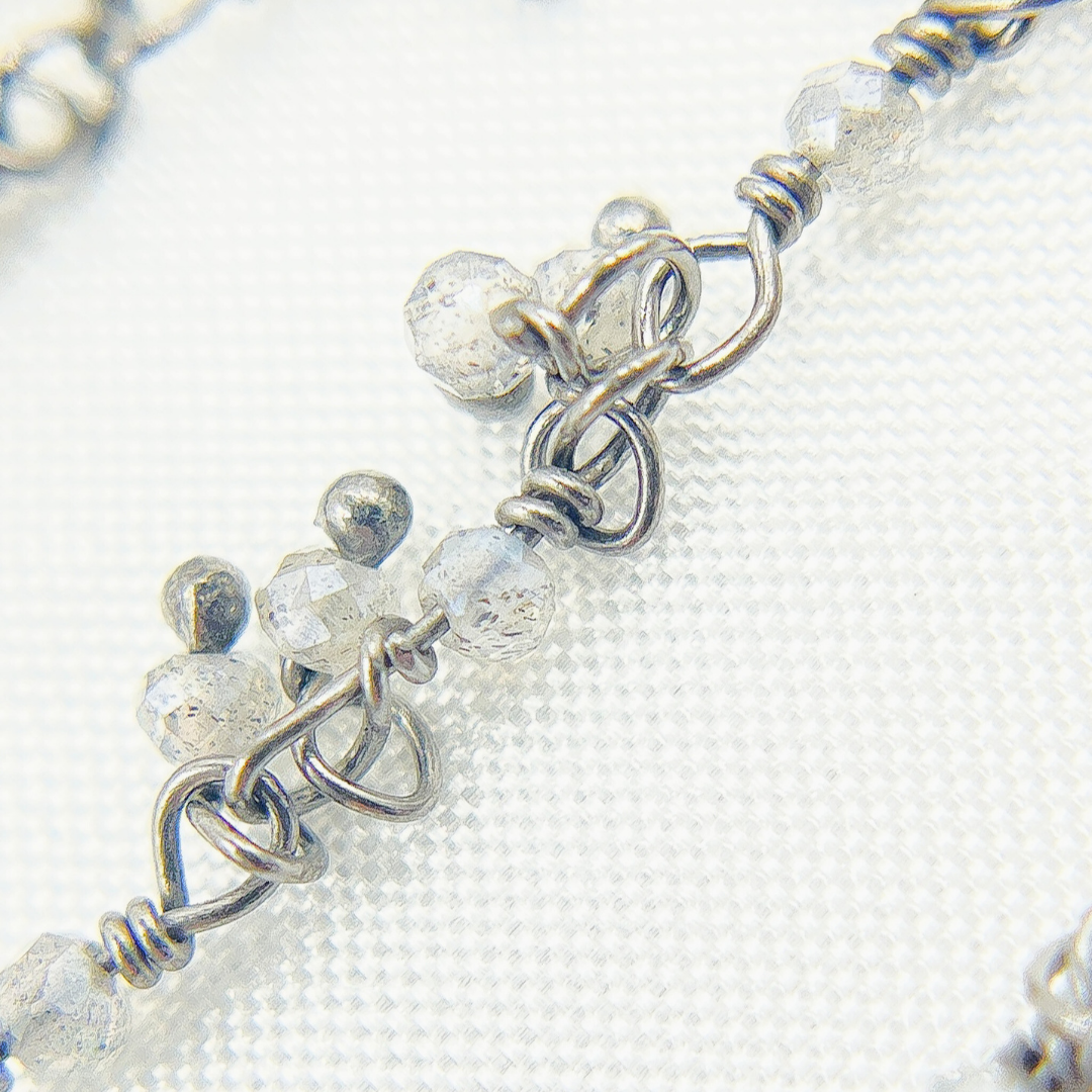 Coated Grey Moonstone Cluster Dangle Oxidized Wire Chain. CMS33