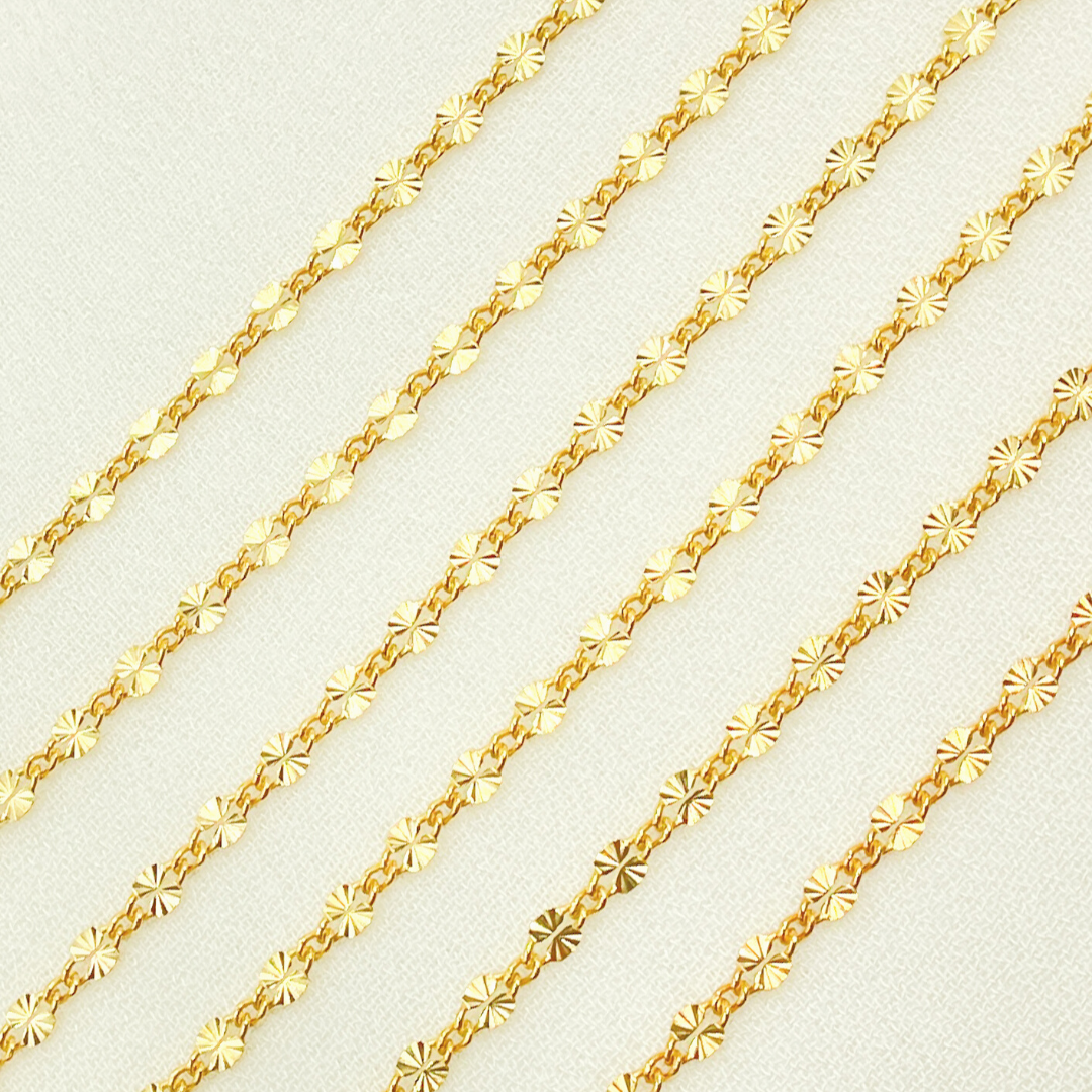 14k Gold Filled Diamond Cut Marina Link Chain