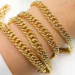 Load image into Gallery viewer, Gold Plated 925 Sterling Silver Hollow Double Curb Chain. V36GP
