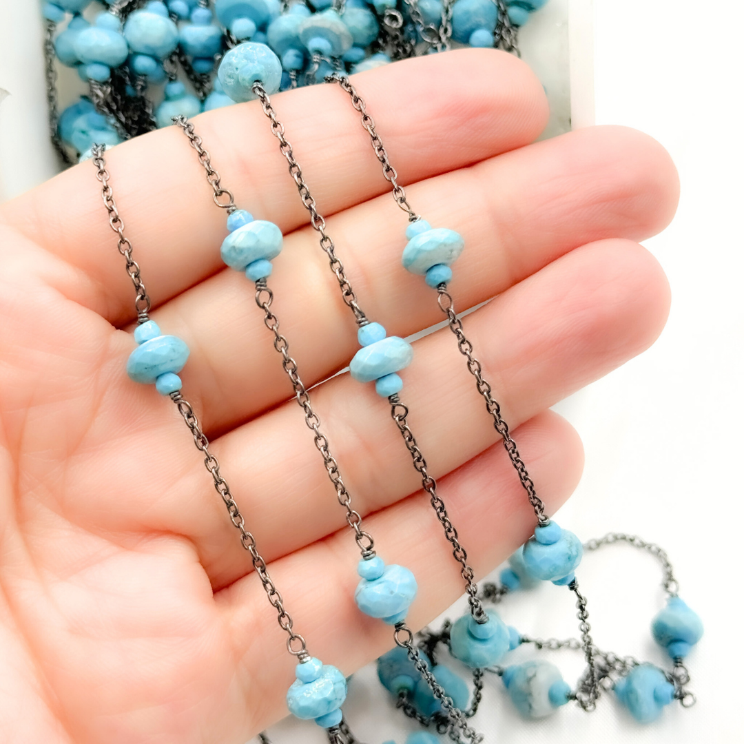 Turquoise Oxidized Connected Wire Chain. TRQ15