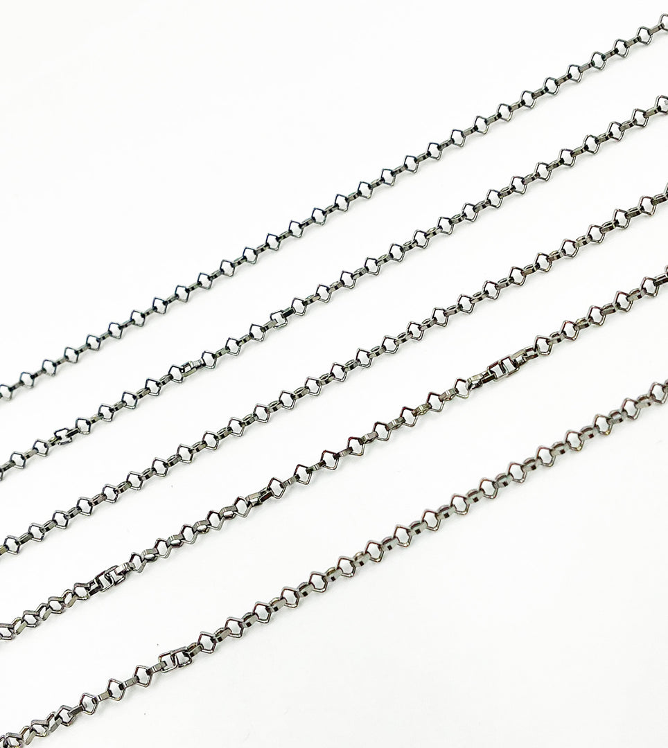 Black Rhodium 925 Sterling Silver Square Cable Link Chain. BR61