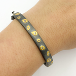 Load image into Gallery viewer, Black Rhodium Sterling Silver With Gold Pave Diamond Bangle