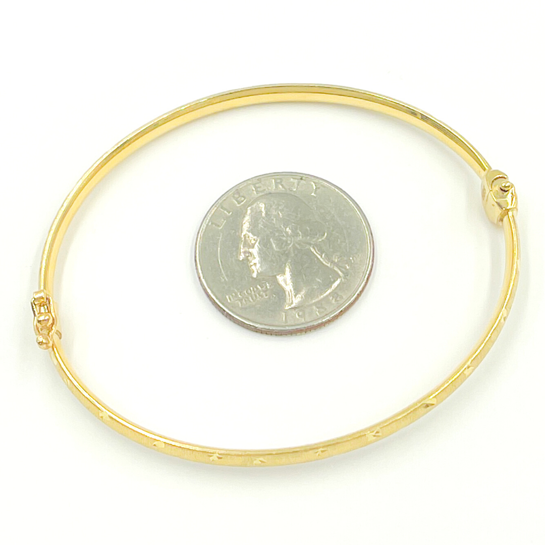 14K Solid Gold Matte Textured Bangle