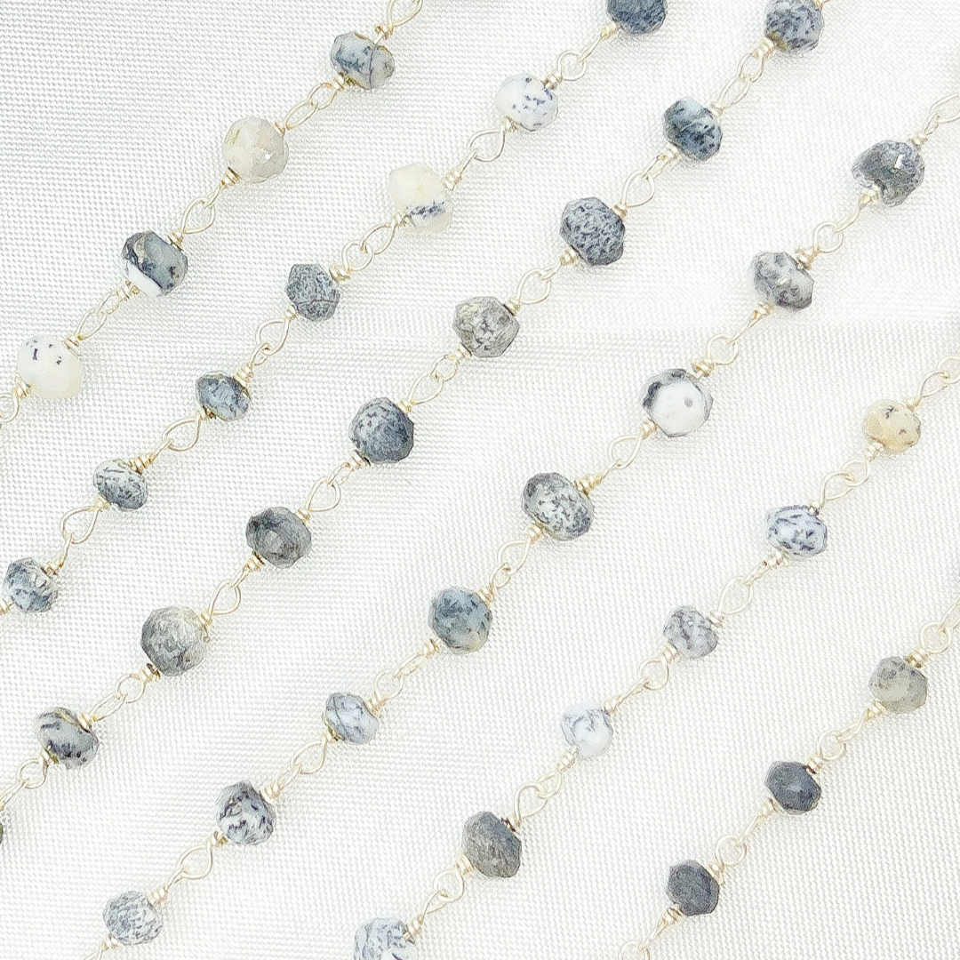 Dendrite Opal 925 Sterling Silver Wire Chain.