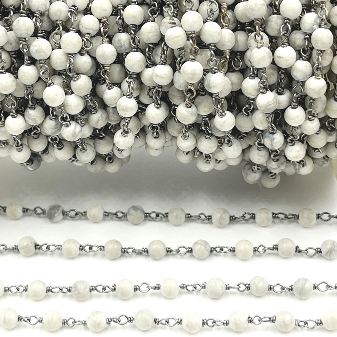 Howlite Gemstone Round Shape Chain.