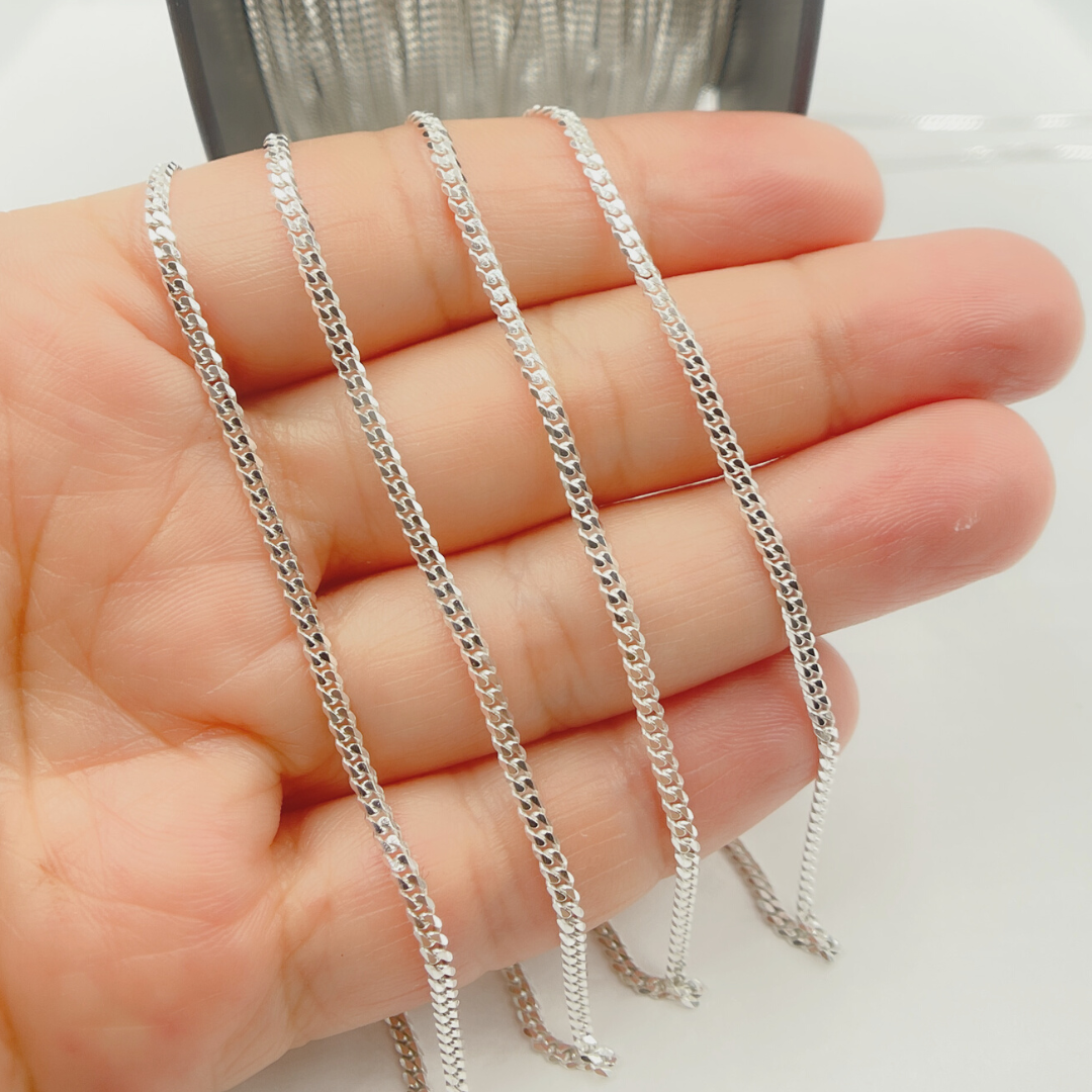 925 Sterling Silver Flat Curb Chain. X11SS