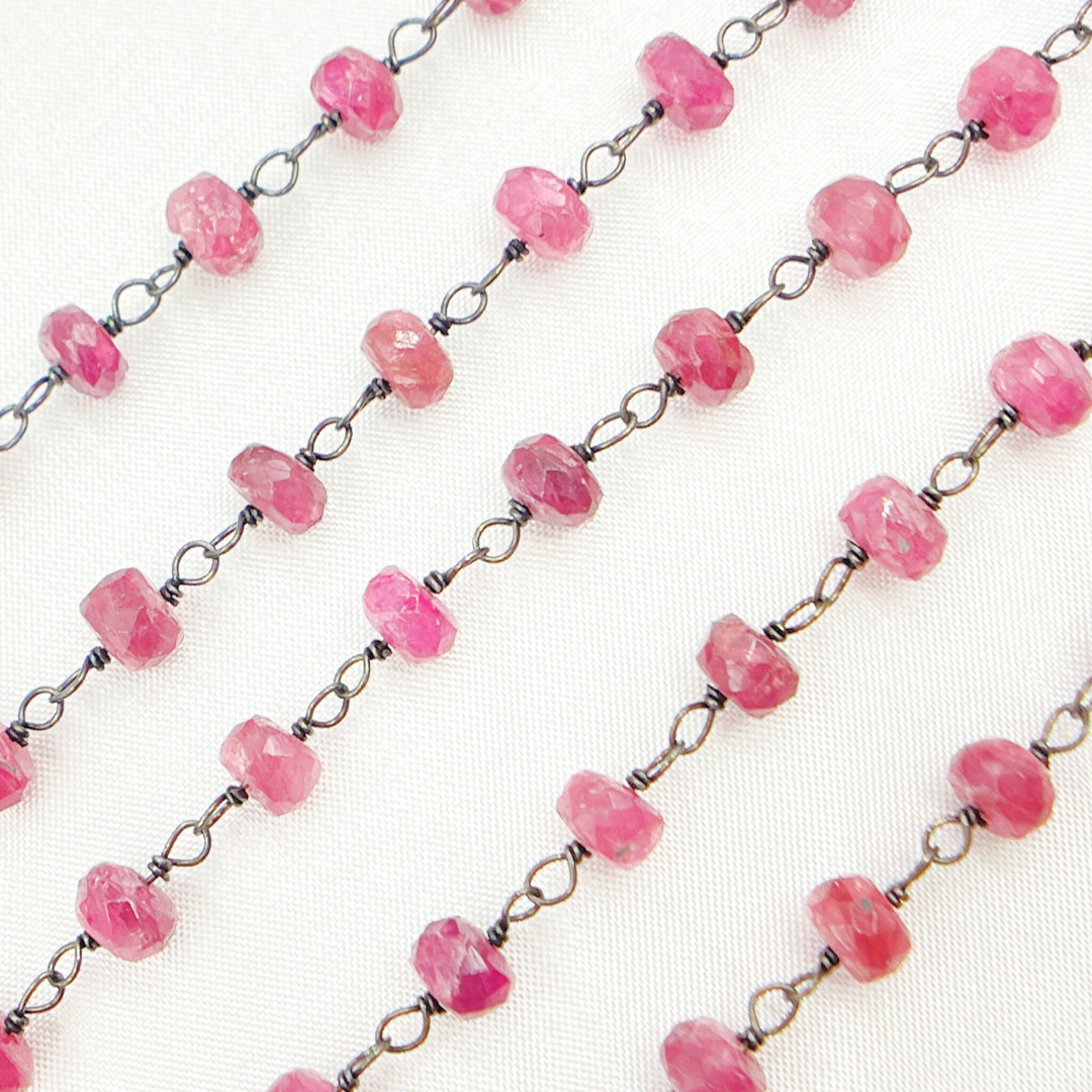 Pink Tourmaline Oxidized Wire Chain. MTO14