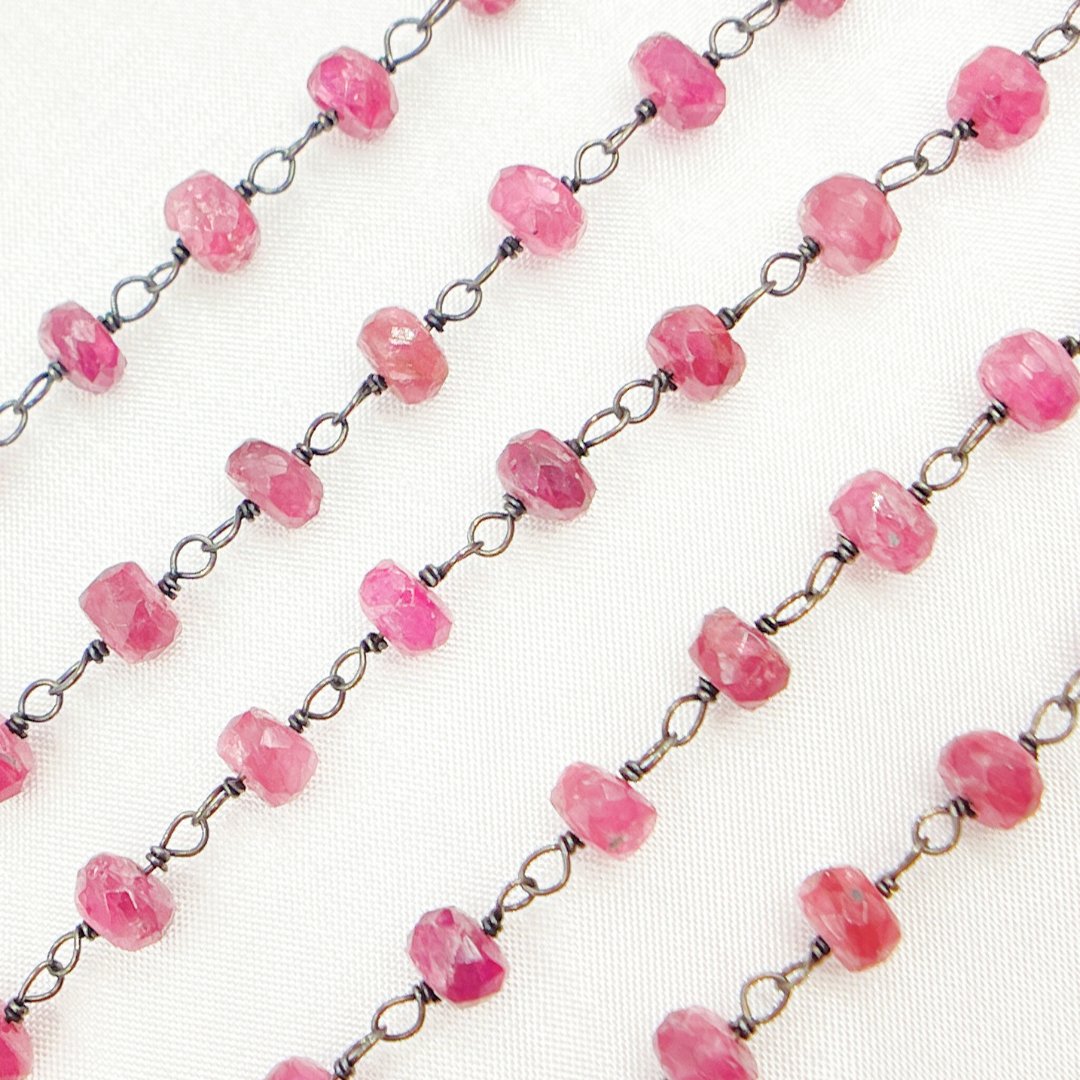 Pink Tourmaline Oxidized Wire Chain